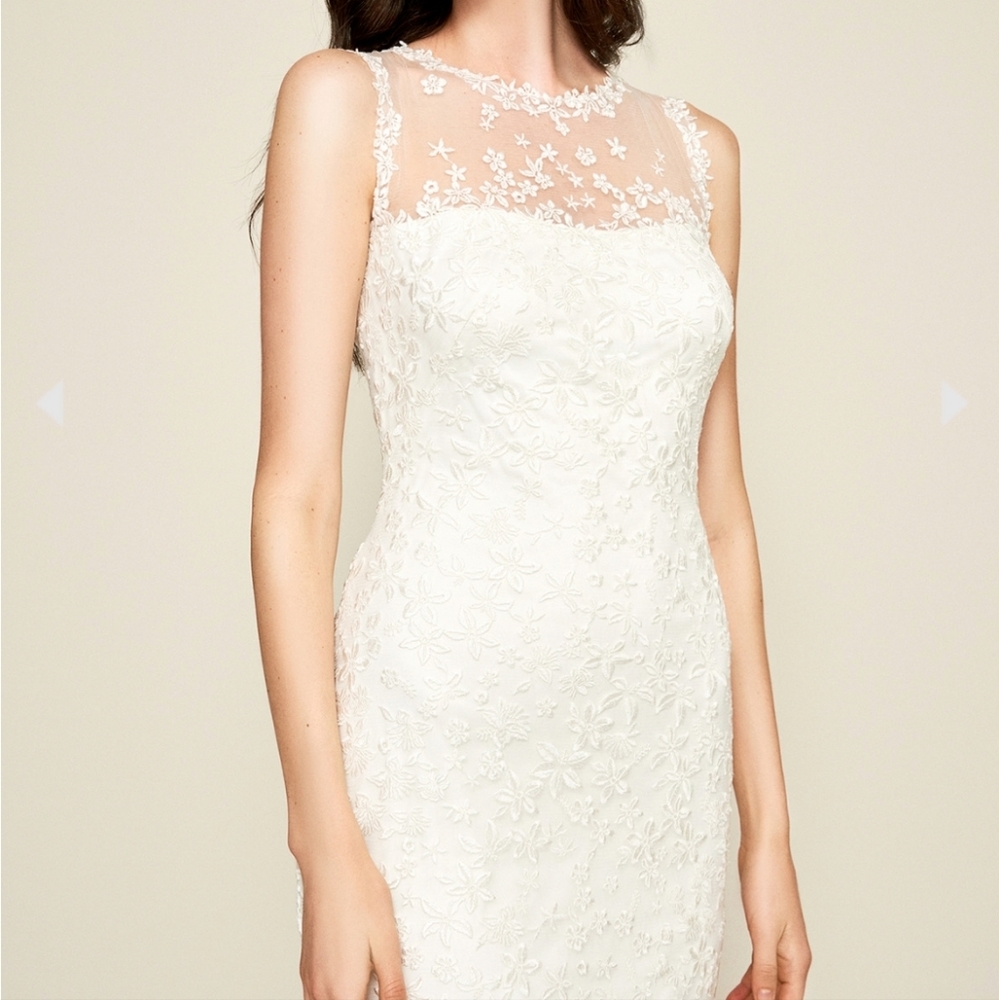 Tadashi Shoji DAKOTA SLEEVELESS EMBROIDERED LACE GOWN SIZE 00 IVORY